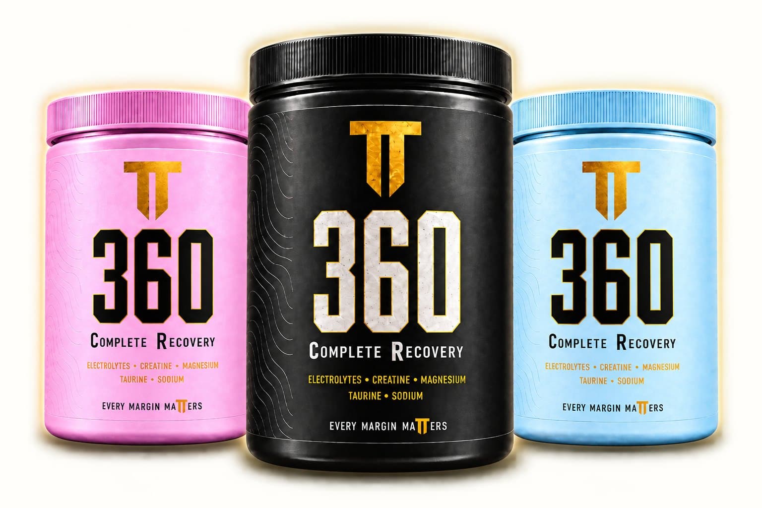 360CR Complete Recovery tubs in pink, black and blue